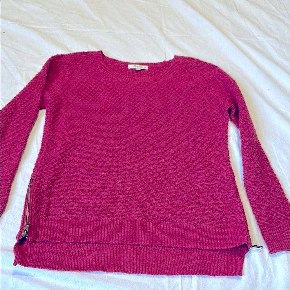Madewell Burgundy Sweater Zip Sides XXS Oversized